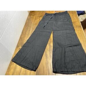 Ivy Jane Casual Black Wide Leg Linen Pants Size Large